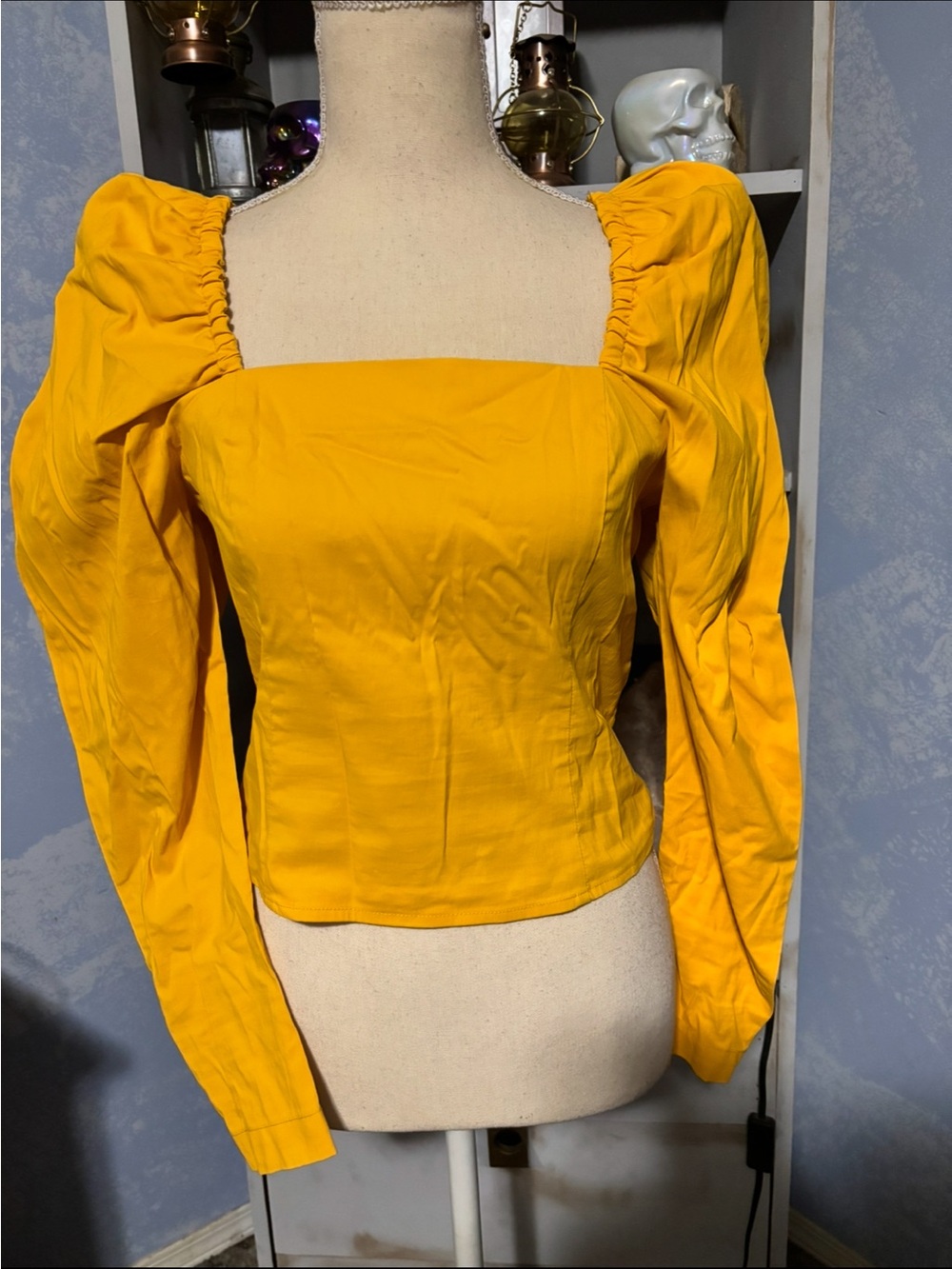 Women’s Levi’s Yellow Puff Sleeve Square Neck Top S - Picture 4 of 11